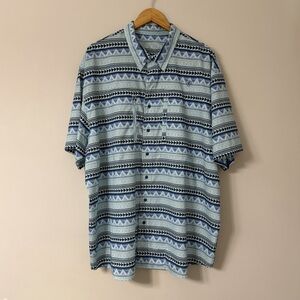 Ariat Tek Men’s XXL Geometric Aztec Button-Up Shirt Blue Short Sleeve